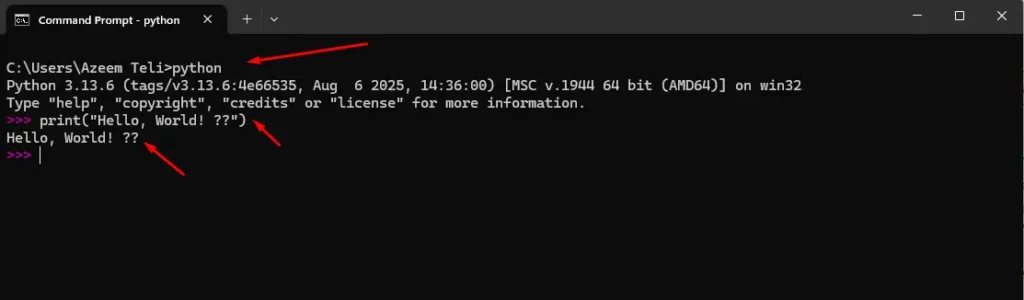 Code First Python programm hello wolrd